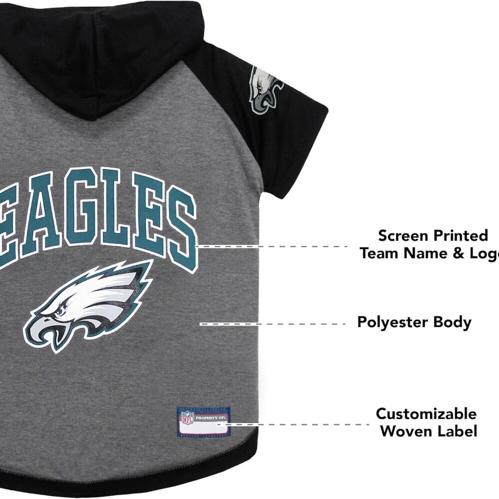 NFL Philadelphia Eagles Hoodie for Dogs & Cats. | NFL Football Licensed Dog Hood - Picture 5 of 5